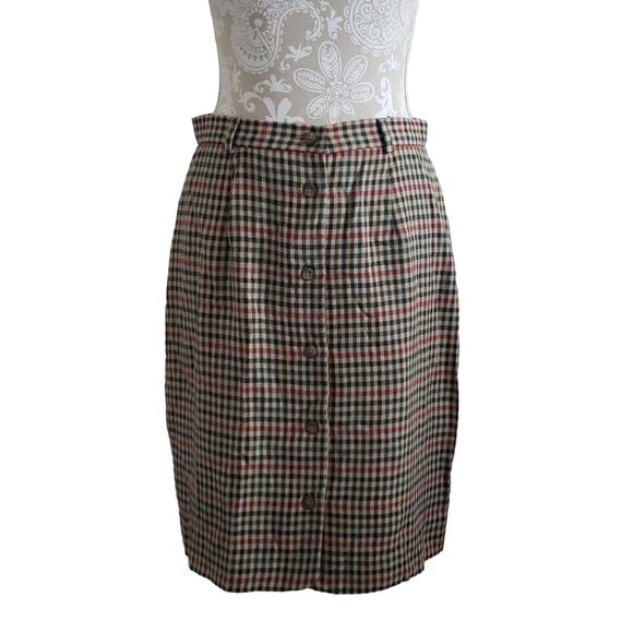 JHC Dresses & Skirts - Vintage Plaid Button Front Skirt Size 10